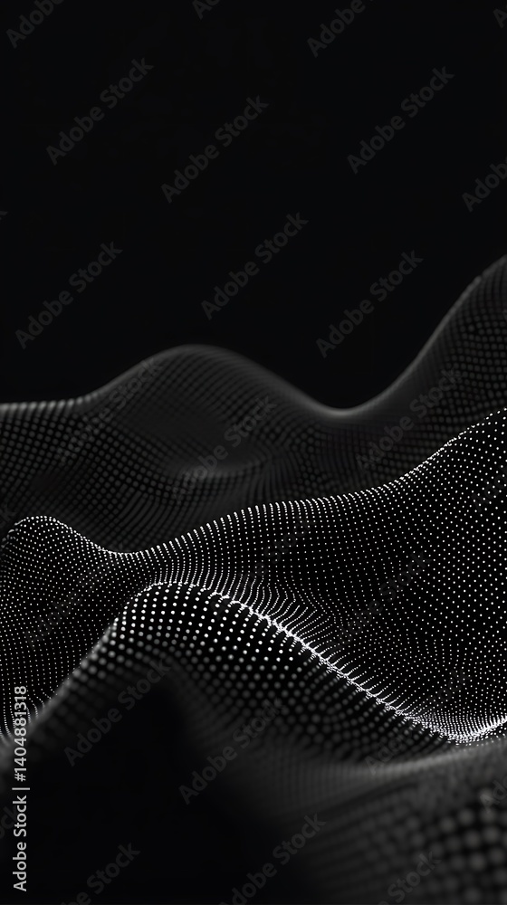 Fototapete futuristic particle surface on transparent background with glowing dot grid