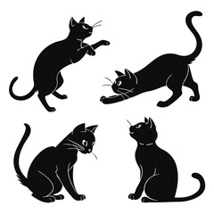 set of cats silhouettes