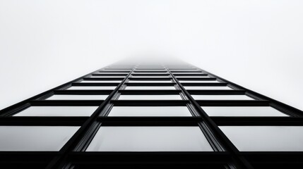 A tall building with a grid of windows.