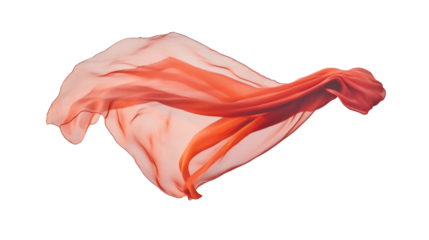 Flowing red fabric gracefully dances in the air, creating an ethereal atmosphere, perfect for artistic or abstract projects