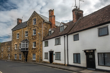 picturesque old houses on the South Street, Sherborne, Dorset, England, UK