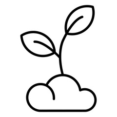 Seedling in soil icon Simple outline vector logo