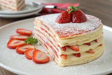 Vanilla strawberry mille crepe
