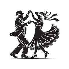 Dancing old couple Silhouette - Dancing old couple Illustration - Dancing old couple Vector art.