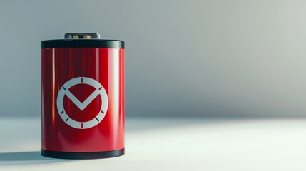 Obraz premium Unique red battery with clock design showcasing functionality and style in a modern setting