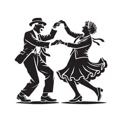 Dancing old couple Silhouette - Dancing old couple Illustration - Dancing old couple Vector art.