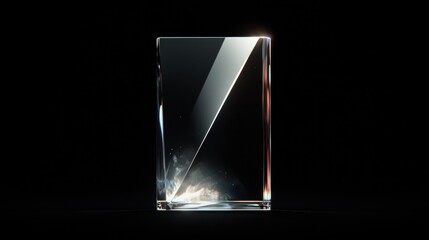 A rectangular prism with a triangular prism cut out of it.