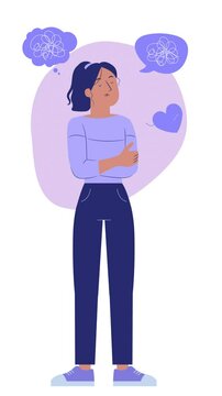 Mental Health 2D Animation depression anxiety sadness concept flat design illustration sad girl on white background 4K 60fps