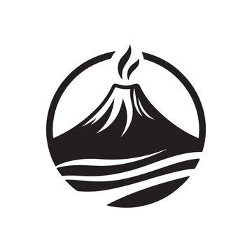 volcano vector silhouette clip art logo design