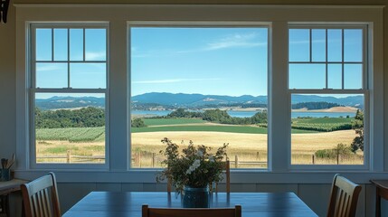 Fototapeta premium Cross-ventilation setup with opposite windows wide open and breeze flowing