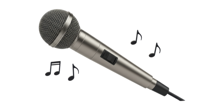 Isolated Microphone with Music Notes - Powered by Adobe