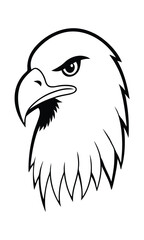 Striking Black And White Graphic Illustration Of A Majestic Eagle Head With Intense Gaze Isolated On White Background