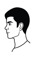 Monochrome Graphic Portrait Of A Man Profile View Young Adult Simple Line Art Illustration Isolated Vector Minimalist Design Ideal For Branding And Corporate Use