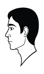 Monochrome Vector Art Of A Mans Face In Profile With Clean Lines And Minimalist Design For Creative Projects