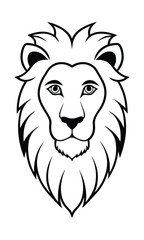 Graphic Lion Head With Detailed Mane In Black And White Outline Illustration Design For Logos And Iconography