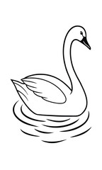 Elegant Swan Gracefully Swimming Black And White Vector Illustration Isolated On White Background For Creative Projects