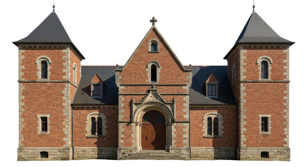 Isolated Brick Castle Facade