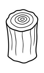 Simple Line Art Illustration Of A Tree Stump With Concentric Rings Isolated On White Background