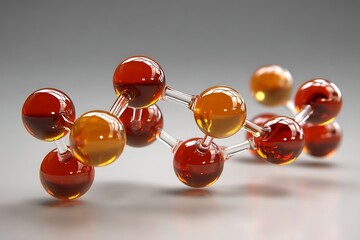 Abstract molecule form, 3D glossy textures, isolated with neutral backdrop.