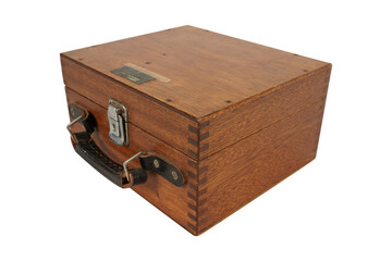 wooden box isolated on white  Brass Nautical Antique Sextant 8in with Wooden Box