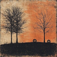 Halloween Trees Landscape Sunset