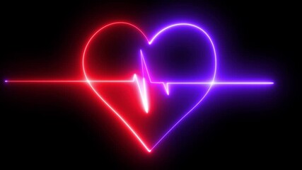 NEON symbol design sign amazing cool 4k colorful abstract background heart beat line 4k neon light heartbeat display screen medical research show sign