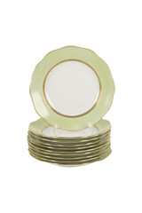 stack of white plates isolated  Light Green Edge - Dessert Plate 