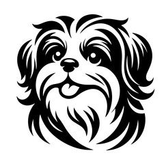 Black and white vector silhouette of a dog on white background

