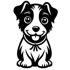 Black and white vector silhouette of a dog on white background
