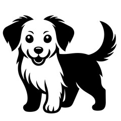 Black and white vector silhouette of a dog on white background
