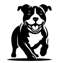 Black and white vector silhouette of a dog on white background
