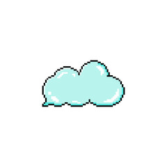 Pixel art dialogue box, blue cloud shape. Speech bubbles in the mood of 90's aesthetics. Vector 8-bit retro style illustration