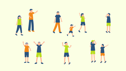 半袖を着たアクティブな人々のイラスト