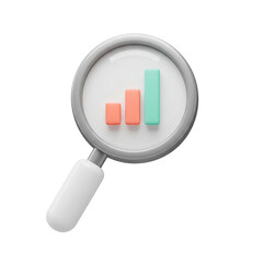 3D Magnifier with Upward Chart Business Analysis Market Data Investment Trends Research Exploration