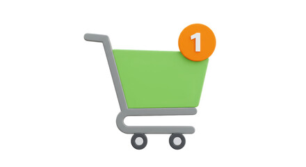 Isolated Shopping Cart with New Item Notification