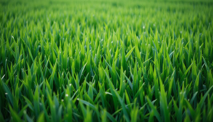 Fototapeta premium Grass field background with green grass and vibrant green backdrop, ideal for nature and outdoor-themed designs