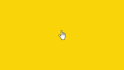Mouse hand click video 4k animated on yellow background