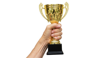 Isolated Hand Holding Trophy