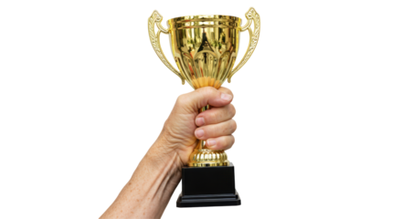 Isolated Hand Holding Trophy