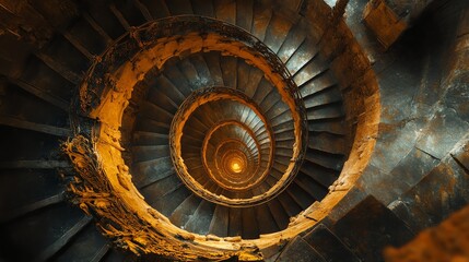 Fototapeta premium An artistic representation of a spiral staircase, symbolizing the layers of perception and intricate paths of the mind.