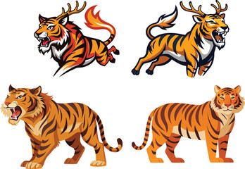 Obraz premium Side view, profile of a tiger standing, isolated on white