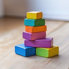 Colorful wooden stacking blocks for toddlers