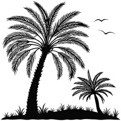 Obraz premium Palm Trees Silhouette on an Island