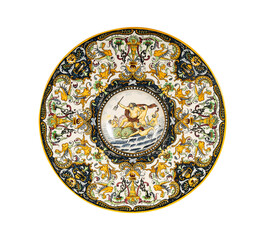 antique porcelain plate isolated  A Large Italian Maiolica Charger, 19th Century