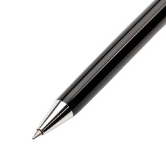 Elegant black pen on cutout background office setting product photography minimalist design close-up view