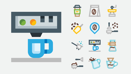 Barista Coffee Brewing Color Icons