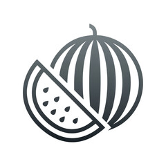 Minimal Watermelon Fruit Vector Icon Design.