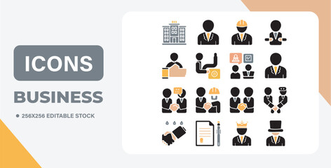 Set of business people icons for web design and management concept