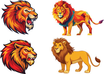 A photorealistic image of a majestic male lion with a thick, golden mane, standing confidently on a rugged, weathered cliff overlooking a vast, golden savanna stretching towards the horizon.