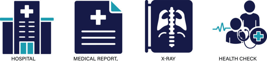 Fototapeta premium Hospital Icon Set Medical, Healthcare, Emergency, Treatment You can easily change the color